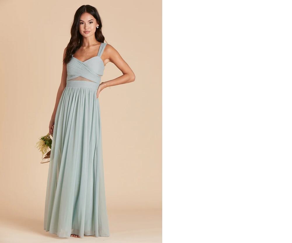 1480  NWOT Birdy Grey Elsye Mesh Bridesmaids Dress Sage Size Large